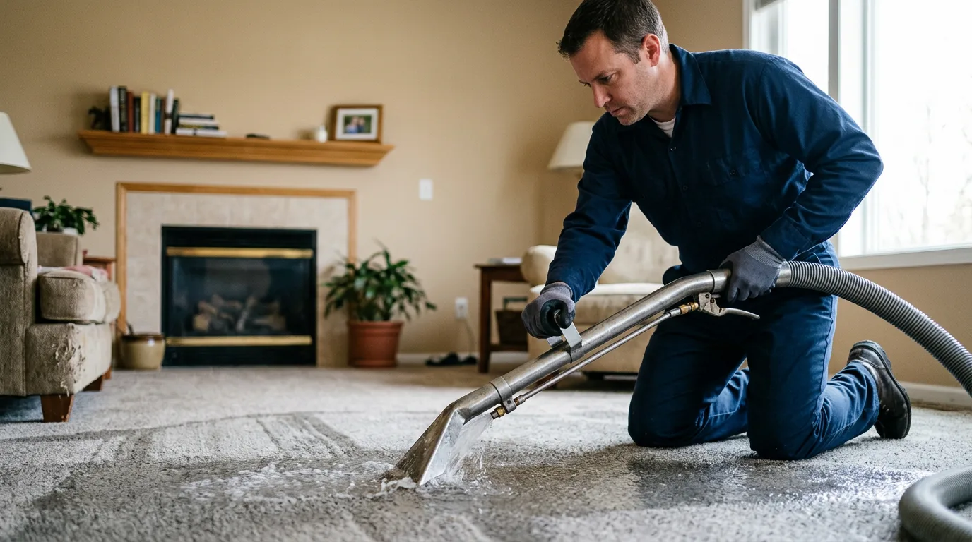 Water damage restoration technician working near Gorham, ME